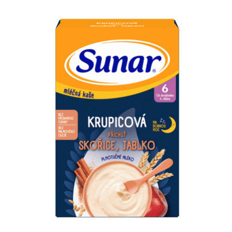 SUNAR Mliečna kaša krupicová na dobrú noc škorica jablko