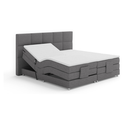 Elektrická polohovacia posteľ, boxspring, sivá, 180x200, MURKO NEW