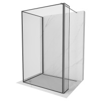 Mexen Kioto, 3-stenová sprchová zástena Walk-In Walk-in 140 x 120 x 40 cm, 8mm číre sklo čierny 