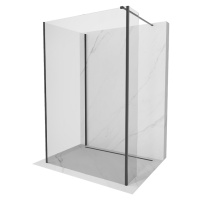 Mexen Kioto, 3-stenová sprchová zástena Walk-In Walk-in 140 x 120 x 40 cm, 8mm číre sklo, čierny