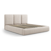 Béžová čalúnená dvojlôžková posteľ s úložným priestorom s roštom 180x200 cm Brody – Mazzini Beds