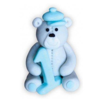 Cukrová figúrka medvedíka s číslom 1 modrá 6cm - Dekor Pol - Dekor Pol