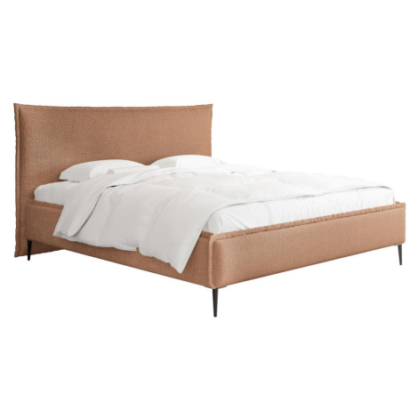 WFL GROUP POLSTERBETT Pillow Rise mit Bettkasten, Lattenrost & hohen Metallfüßen in Orange Cheni
