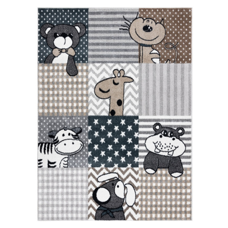 Detský kusový koberec Fun Pets grey Rozmery kobercov: 80x150