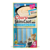 Inaba Churu Skin & Coat cat maškrta pre mačky Tuniak s hrebenatkou 4tuby 56g