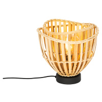 Orientálna stolná lampa čierna s prírodným bambusom - Pua