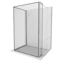 Mexen Kioto, 3-stenová sprchová zástena Walk-In 130 x 110 x 30 cm, 8mm číre sklo čierny vzor, ch