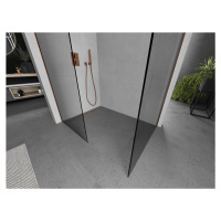 Mexen Kioto, 2-stenová sprchová zástena Walk-In 180 x 110 cm, 8mm číre sklo, medený matný profil