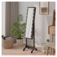 vidaXL Voľne stojace zrkadlo s LED, čierne 34x37x146 cm