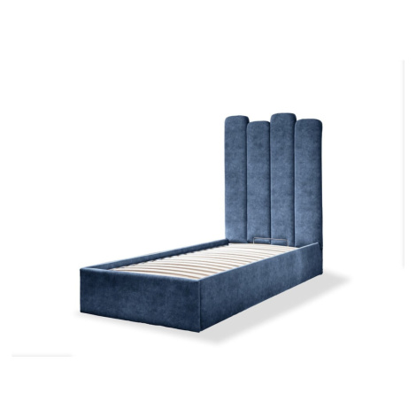 Modrá čalúnená jednolôžková posteľ s úložným priestorom s roštom 90x200 cm Dreamy Aurora – Miufo Miuform