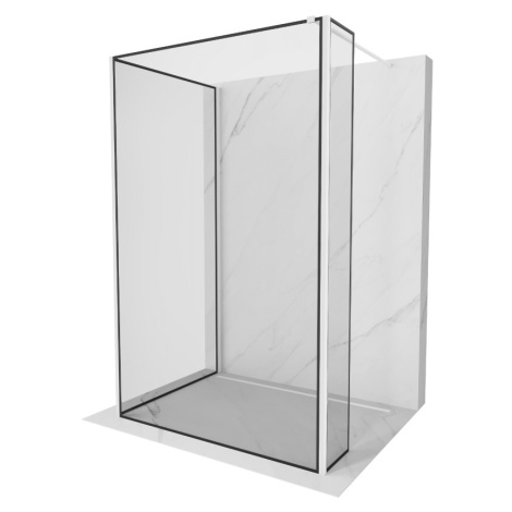 Mexen Kioto, 3-stenová sprchová zástena Walk-In 130 x 100 x 30 cm, 8mm číre sklo čierny vzor, bi