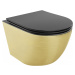 MEXEN - Lena Závesná WC misa vrátane sedátka s slow-slim, duroplast, čierna mat / zlatý vzor 302