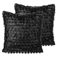 BELIANI, Sada 2 vankúšov z umelej kože 45 x 45 cm čierna LOBELIA, 205628