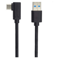 PremiumCord Kabel USB typ C/M zahnutý konektor 90° - USB 3.0 A/M, 1m