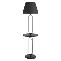 Estila Dizajnová industriálna čierna stojaca lampa Bucky s odkladacím stolíkom 175 cm