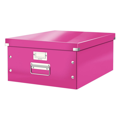 Ružový kartónový úložný box s vekom 37x48x20 cm Click&Store – Leitz