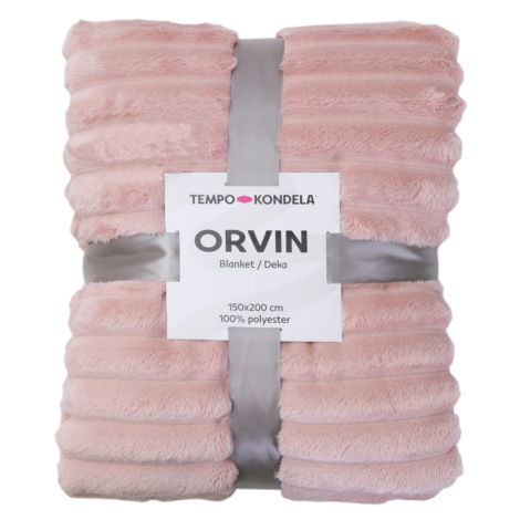 Plyšová pruhovaná deka, ružová, 150x200, ORVIN Tempo Kondela
