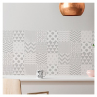 Sada 9 nástenných samolepiek Ambiance Cement Tiles Scandinavian Finnish, 10 × 10 cm