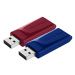 Verbatim USB flash disk, USB 2.0, 32GB, Slider, červený, modrý, 49327, USB A, s výsuvným konekto