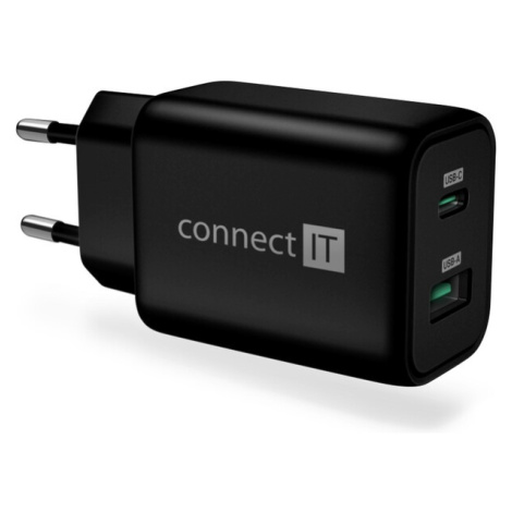 CONNECT IT Wanderer2 GaN nabíjací adaptér 1×USB-C + 1xUSB-A čierny 33W PD