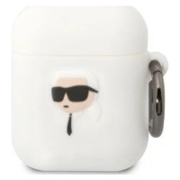 Púzdro Karl Lagerfeld AirPods 1/2 cover white Silicone Karl Head 3D (KLA2RUNIKH)