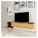 Biela/prírodná TV súprava v dekore exotického dreva 180x40 cm Liza - Kalune Design