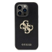 Plastové puzdro Guess na Apple iPhone 15 GUHCP15SPSP4LGK Leather Perforated 4G Glitter Logo čier