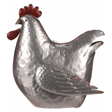 Kovová dekorácia Sliepka strieborná, 28 x 15 x 30 cm Autronic