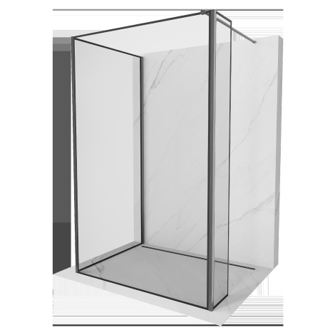 Mexen Kioto, 3-stenová sprchová zástena Walk-In Walk-in 130 x 120 x 40 cm, 8mm číre sklo čierny 