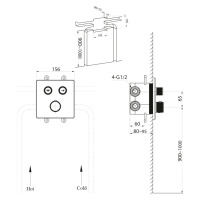 SAPHO - SMART SELECT podomietková termostatická sprchová batéria, box, 2 výstupy, chróm RP042