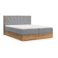 Boxspring posteľ s úložným priestorom v sivo-prírodnej farbe 200x200 cm Asahi – Maison de Rêve