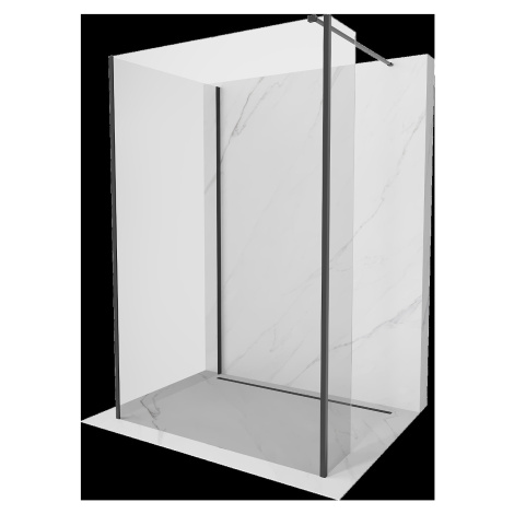 Mexen Kioto, 3-stenová sprchová zástena Walk-In Walk-in 115 x 90 x 40 cm, 8mm číre sklo, čierny 