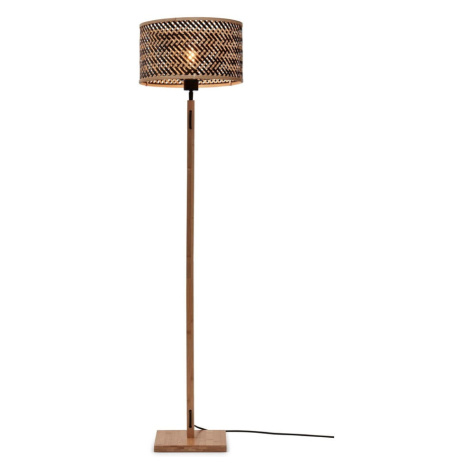 Stojacia lampa s bambusovým tienidlom v čierno-prírodnej farbe (výška 128 cm) Java – Good&amp;Mo Good&Mojo
