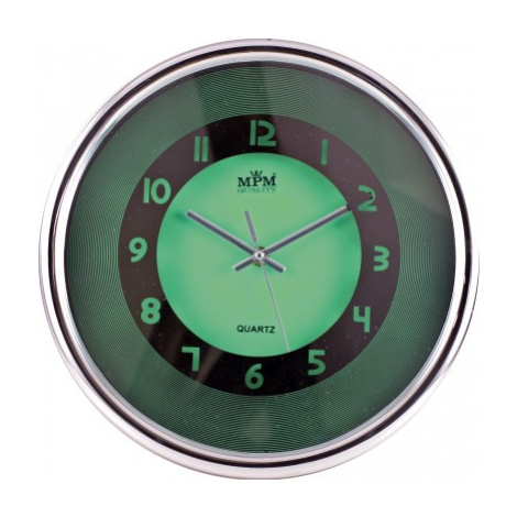 Nástenné hodiny MPM, 2522.4070 - zelená/strieborná, 31cm