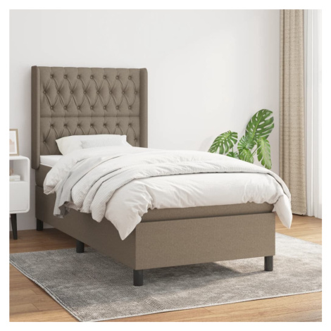 vidaXL Posteľný rám boxspring s matracom sivohnedý 90x190 cm látka