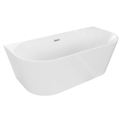 MEXEN/S - Oval vaňa voľne stojaca nástenná 180 x 80, biela, sifón a prepad chróm 52671808000-01