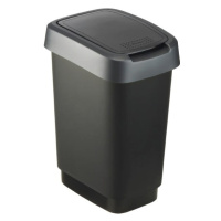 Odpadkový kôš z recyklovaného plastu v strieborno-čiernej farbe 10 l Twist - Rotho