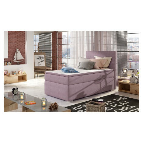 NABBI Rodrigo 90 L čalúnená jednolôžková posteľ s úložným priestorom fialová