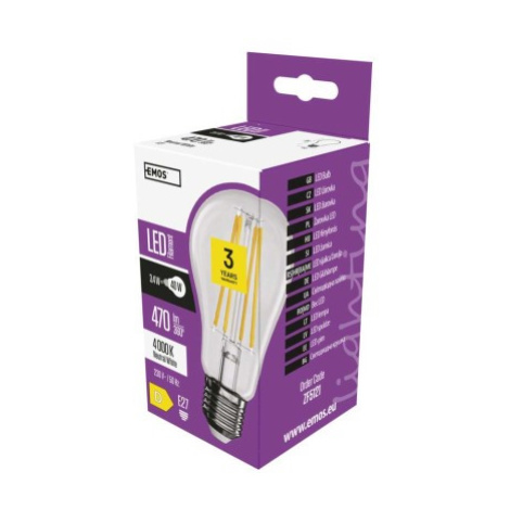 LED žiarovka Filament A60 / E27 / 3,4 W (40 W) / 470 lm / neutrálna biela