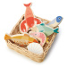 Drevený košík s morskými plodmi Seafood Basket Tender Leaf Toys s rybami a mušľami