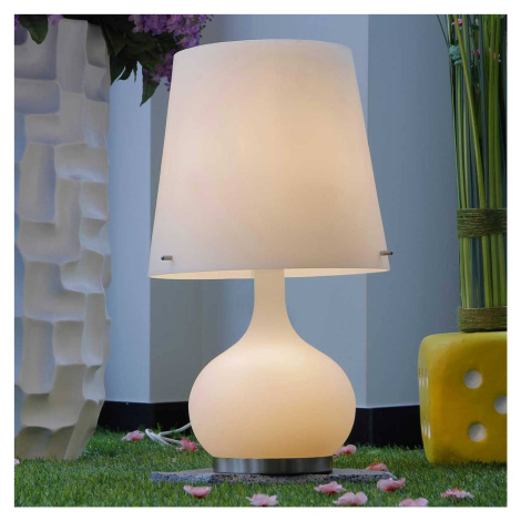 Stolná lampa Ade, výška 58 cm, biela, sklo