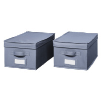 LIVARNO home Úložný box (box s vekom/modrý, 2 kusy)