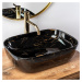 Keramické umývadlo na dosku Rea Belinda čierny mramor lesk