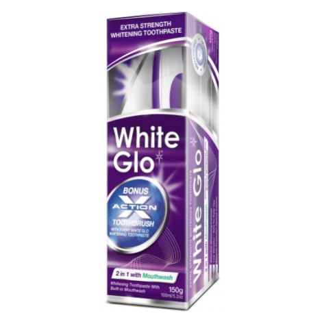 WHITE GLO Zubná pasta 2v1 + Kefka a medzizubné kefky 150 g