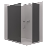 CERANO - Sprchová zástena Walk-in Onyx TL/P - hranatá vzpera - chróm, grafitové sklo - 120x120 c