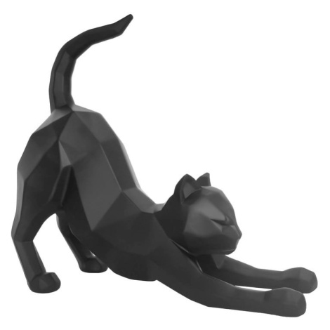 Matne čierna soška PT LIVING Origami Stretching Cat, výška 30,5 cm