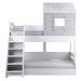Poschodová posteľ so schodíkmi boom - biela/šedá