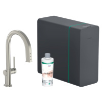 Hansgrohe Aqittura M91, sodaSystem 210, vyťahovací výtok, 1jet, sBox, vzhľad nerezu, HAN-7683680