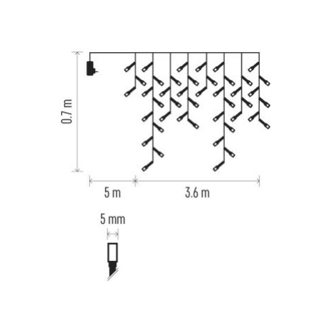 LED vánoční rampouchy Rasta s programy 3,6 m teplá bílá