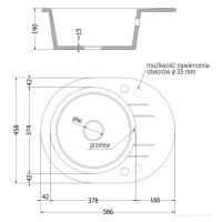 Mexen Kevin, granitový drez 586x458x190 mm, 1-komorový a drezová batéria Savita, biela, 6517-20-